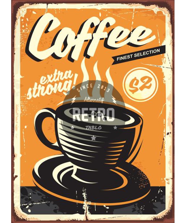 Kahve & Coffee 6 - Ahşap Retro Tablo